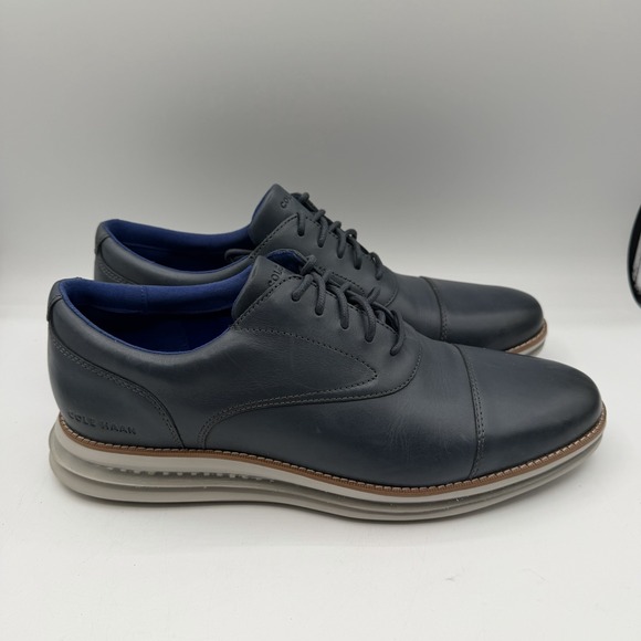 Cole Haan Original Grand Shoes Mens Sz 11 M Navy Blue Cap Toe Oxfords C34352